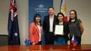 Group leader Belinda Esguerra is accompanied by group member Carla C. Magalona to the contract signing event held at the Australian Embassy last 22 October 2014.  Representing the Embassy is Senior Trade Commissioner Anthony Weymouth and PAHROD Facility Director Milalin S. Javellana.